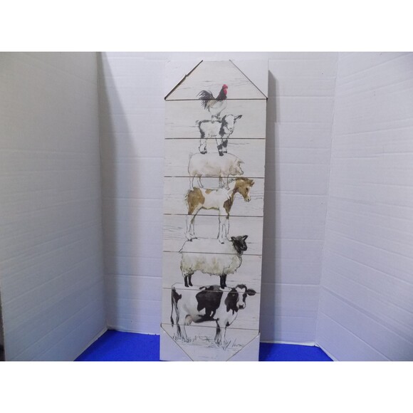 NEW Farm Animals Country Wall Art Print Rustic Home Farmhouse Wood - Picture 1 of 5
